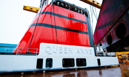 Cunard Crowns Queen Anne With Iconic Red and Black Funnel in Latest Construction Milestone