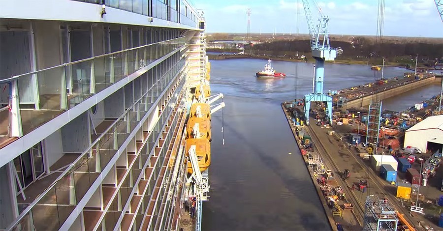 Anthem of the Seas on a river
