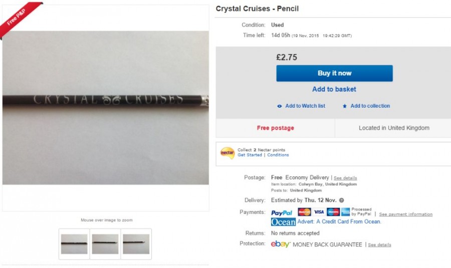 crystal cruises pencil