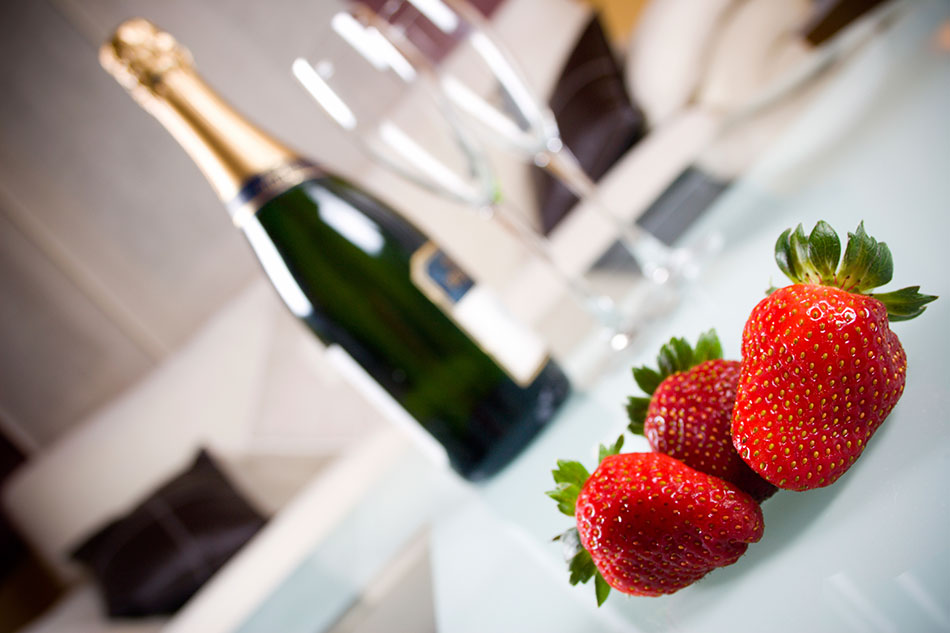 champagne and strawberries