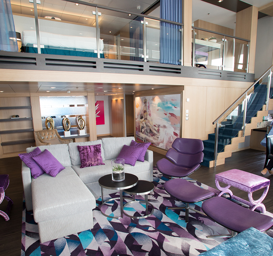 Royal Caribbean International's Harmony of the Seas, the world's largest and newest cruise ship, previews in Barcelona, Spain. Royal Crown Loft Suite