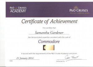 P&O Commodore Certificate
