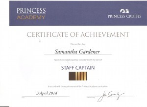 Princess Staff Captain Certificate