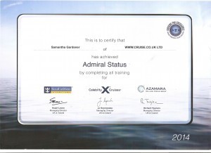 RCI, Celebrity & Azamara Admiral Certificate