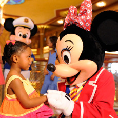 Minnie Mouse with small child