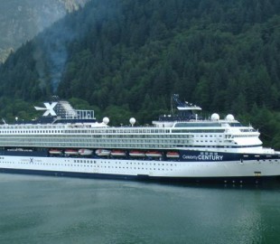 Celebrity`s Century fires up in readiness to sail out of Juneau, Alaska&nbsp;