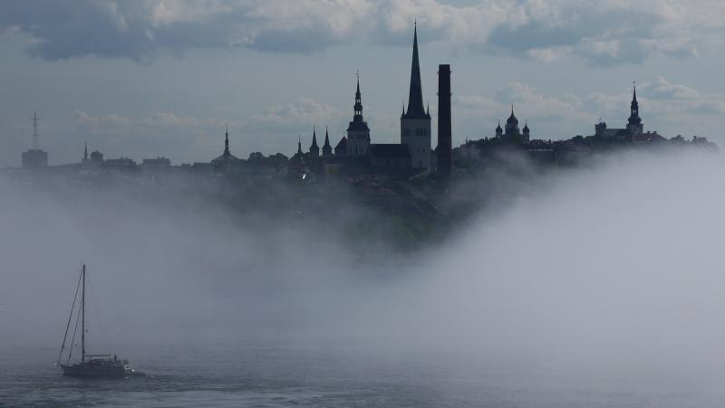 This is a photo of the mist descending on Tallin (Estonia) taken from Holland Americas MS Ryndam as we were leaving Estonia (July 2012)