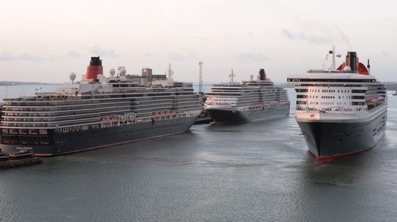 Cunard Queens arriving in Southampton 