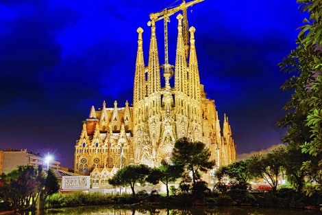 Sagrada Familia,beautiful and majestic  outdoor  view  Barcelona, Spain.