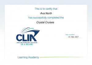 Crystal Cruises Certificate