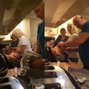 Myself & Lewis making Mince Pies whilst my Dad is preparing the Turkey.
