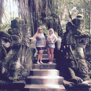Emily & I at the Dragon Bridge in the Monkey Forest.