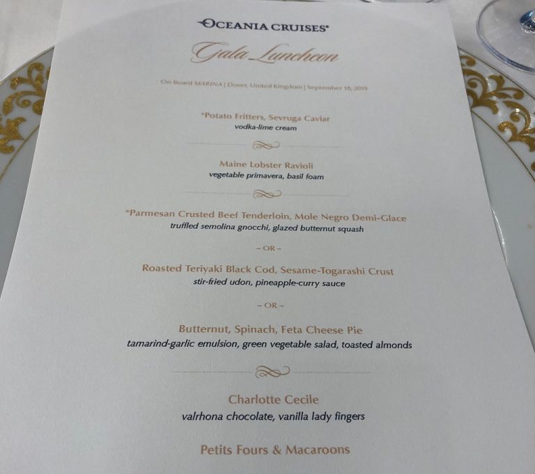 oceania cruise room service menu