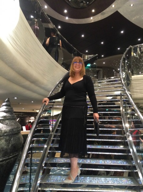This is me on the MSC Preziosa with the most gorgeous swarovski crystal staircase