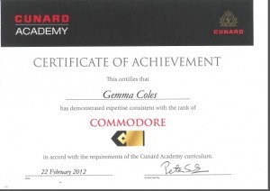 Cunard Certificate