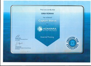 Azamara Captain Certificate