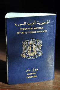 the cover of the passport of the Syrian Arab Republic closeup
